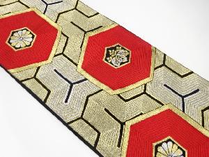 アンティーク　亀甲に菊桐模様織出し袋帯（着用可）